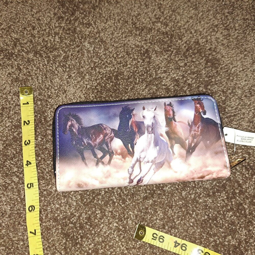 NWT Galloping Horses Design Zippered wallet with colorful running horses - Picture 6 of 6